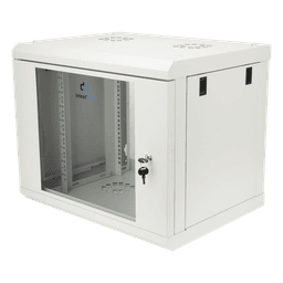Gabinete de Pared 9U / Rack 19" / Cristal Templado / Profundidad 479.5 mm / Carga 80 kg / Acero Reforzado