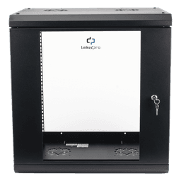 Gabinete de Pared / 12U / 19" / 455 mm Profundidad / Cristal Templado / 80 kg Carga / 1.99 x 2.04 x 1.57 pies