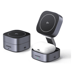 Cargador Inalámbrico 2 en 1 / Qi 2 15W / Base Auriculares 5W / Salida USB-C 5W / Potencia Total 25W / Protección Múltiple