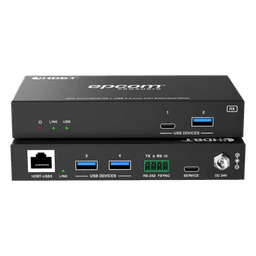 Extensor USB 3.2 Gen 1 / 100 m (328 ft) / CAT6a / 5 Gbps / 4x USB-A + 1x USB-C / PoC 24V Bidireccional / RS-232 / GPIO / API