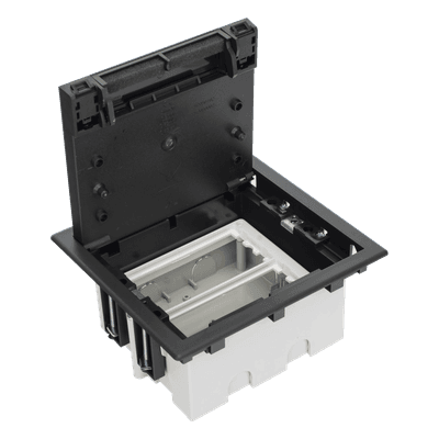 Caja de Piso Falso / 2 Módulos Dobles / Profundidad Ajustable 90-120 mm (3.54-4.72 in) / Tapa Embellecedor / IK08 / +125 °C