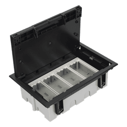 Caja de Piso Falso / 4 Módulos Dobles / Profundidad Ajustable 90-120 mm (3.54-4.72 in) / IK08 / +125 °C / Tapa Embellecedora