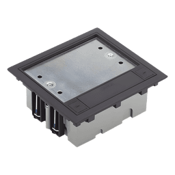 Caja de Suelo / 2 Módulos Dobles K45 / Profundidad Ajustable 70-100 mm (2.76-3.94 in) / Carga 1400 kg / Resistencia Térmica 125 °C / Antillama 850 °C / Registro para Concreto