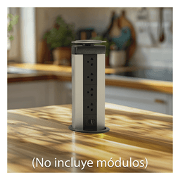 Caja de Conectividad para Mobiliario / 5 Módulos K45 / Apertura Automática / Aluminio Telescópico / IP40 / +70°C