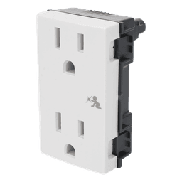 Módulo Dúplex de Contactos Eléctricos / 10A / 127V / Sistema de Seguridad Antiobjetos / Compatible con Cajas para Pavimento / Embornamiento a Tornillo