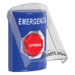 Botón Multipropósito / Superficie / Policarbonato / 2 Relevadores Forma C / LED Tricolor / Emergencia Español / Interior / Sin Bocina Pre-Alarma / Llave Restablecer