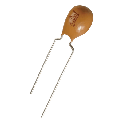Capacitor de Tantalio de 2.2uF , Emplomado sólido de 25V 