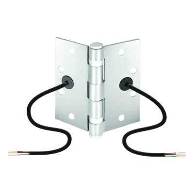 Bisagra de Transferencia Eléctrica / 12-24 VAC/VDC / 4 Hilos 28AWG / 5 Nudillos / Acero Anti-Vandalismo / Energía y Datos