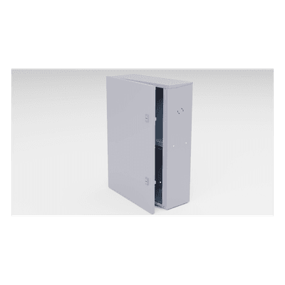 Gabinete para instalación de 2 Baterías , Fabricado en Lámina Galvanizada, Accesorios para poste (No incluidos)