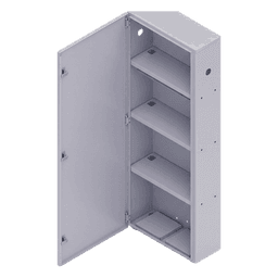 Gabinete para instalación de 4 Baterías , Fabricado en Lámina Galvanizada, Accesorios para poste (No incluidos)