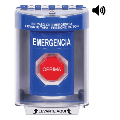 Botón Multipropósito de Emergencia / Superficie con Espaciador / 2 Relés C/NO-NC 10 A @ 250 VCA / Tapa de Policarbonato / Bocina Prealarma / ADA / -40 °C a 121 °C