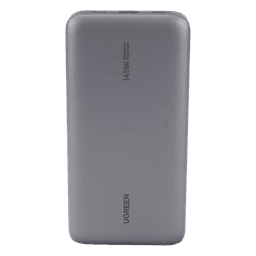 Power Bank de 25000mAh | 3 Salidas 145W Max. | USB-A + 2 USB-C | PD 3.0, QC3.0 | FCP | SCP | Pantalla Inteligente | Carcasa Ignifuga | Color Gris | Incluye Cable USB de 50cm | Carga tu Laptop de Manera Segura.
