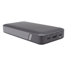 Power Bank de 25000mAh | 3 Salidas 145W Max. | USB-A + 2 USB-C | PD 3.0, QC3.0 | FCP | SCP | Pantalla Inteligente | Carcasa Ignifuga | Color Gris | Incluye Cable USB de 50cm | Carga tu Laptop de Manera Segura.