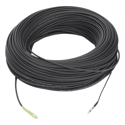 Rollo de Fibra Óptica Drop Redonda G657A2 Monomodo Simplex de 150 Metros (492.13 Pies) con Conectores SC/APC-SC/APC para Instalaciones Aéreas, Subterráneas o a la Intemperie