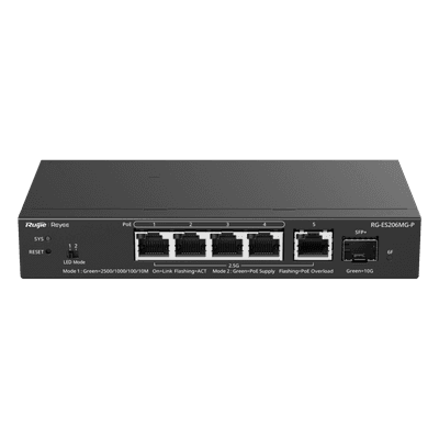 Switch Administrable Capa 2 / 5 puertos 2.5Gb / 1 puerto SFP+ 10Gb / PoE+ 70W / 45 Gbps