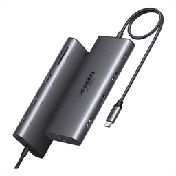 Docking Station USB-C 10 en 1 / Dual HDMI 4K 60Hz y 8K 30Hz / Carga PD 100W / Ethernet Gigabit / USB 3.0 / Lector SD-TF