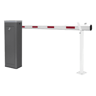 Barrera Vehicular / Brazo Telescópico 5.5 m (18 ft) / Apertura 6 s / Finales de Carrera Programables / Corona LED Semaforizada / 110V / IP para Uso Semi-Intensivo
