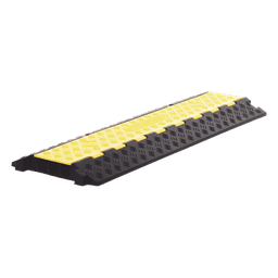 Protector de Cable de 3 Canales / Base de Goma y Tapa de Plástico / Tamaño del Canal 30x30mm / Capacidad de Carga 5 Toneladas / Longitud 90 cm / Ancho del Contorno 50 cm / Altura 4.5 cm / Color Amarillo-Negro / Material Hule
