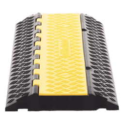 Protector de Cable de 3 Canales / Base de Goma y Tapa de Plástico / Tamaño del Canal 30x30mm / Capacidad de Carga 5 Toneladas / Longitud 90 cm / Ancho del Contorno 50 cm / Altura 4.5 cm / Color Amarillo-Negro / Material Hule