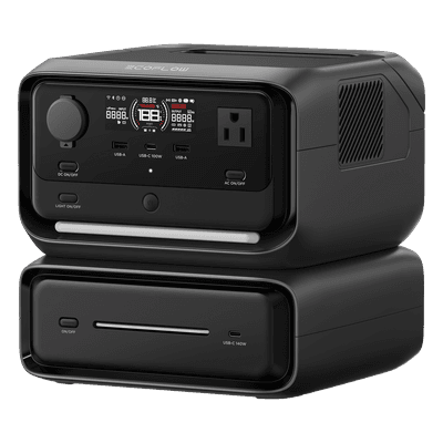 EcoFlow River 3 Plus | Estación de Energía Portátil 572Wh Litio LFP / 4 AC 800W (Max. 1600W) / 1 USB-C 100W / 3 USB -A 12W / Cargador de Coche 10A, 126W Max. / Conectividad WiFi y Bluetooth (App) / Carga Solar 220W Max.