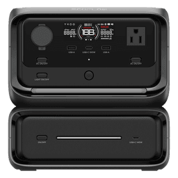 EcoFlow River 3 Plus | Estación de Energía Portátil 572Wh Litio LFP / 4 AC 800W (Max. 1600W) / 1 USB-C 100W / 3 USB -A 12W / Cargador de Coche 10A, 126W Max. / Conectividad WiFi y Bluetooth (App) / Carga Solar 220W Max.