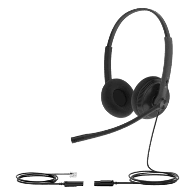 Diadema Alámbrica / Dual / QD a RJ9 / Almohadillas Esponja / Cancelación Pasiva de Ruido / Brazo 330°