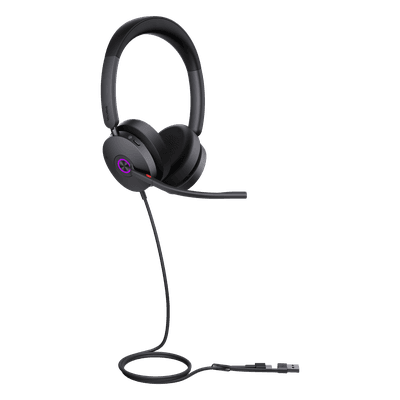 Auriculares Yealink UH48 Dual con cancelación de ruido activa por IA para Microsoft Teams, USB-C/A e indicador de ocupado