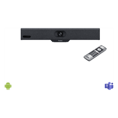 Barra de Videoconferencia A10 de Yealink para Salas Pequeñas con Android Integrado para Microsoft Teams y Modo BYOD - Incluye Control Remoto