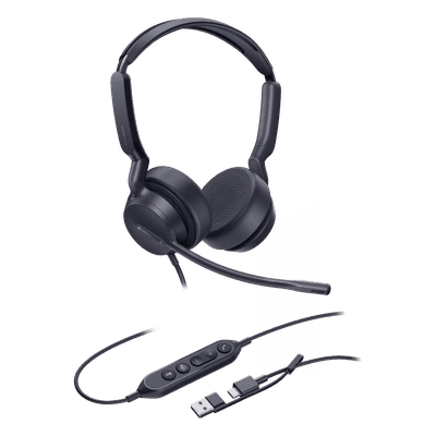 Auriculares Yealink UH42 Dual con cancelación de ruido para Microsoft Teams, USB-C/A e indicador de ocupado
