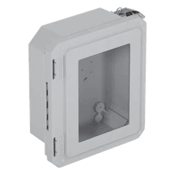 Caja de Fibra de Vidrio / 8.77" (22.27 cm) Alto x 6.77" (17.19 cm) Ancho x 4.06" (10.31 cm) Profundo / Ventanilla Transparente / Certificación UL/cUL / Uso Exterior