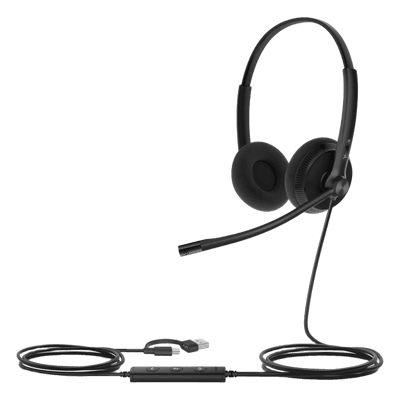 Auriculares Yealink UH34 Lite Dual con cancelación de ruido profesional para Microsoft Teams, USB-C/A e indicador de ocupado