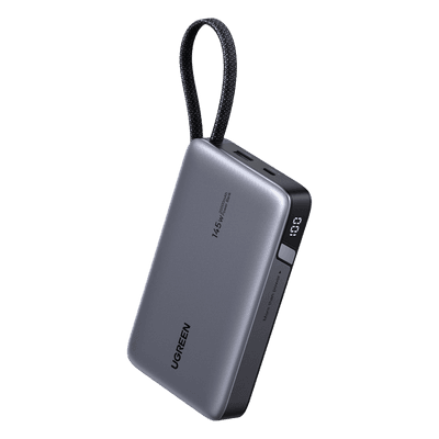 Power Bank / 20000mAh / 72Wh / Carga Rápida 100W PD 3.0 / Salida Múltiple 145W / Cable USB-C Integrado / Compacto 139x80x27 mm