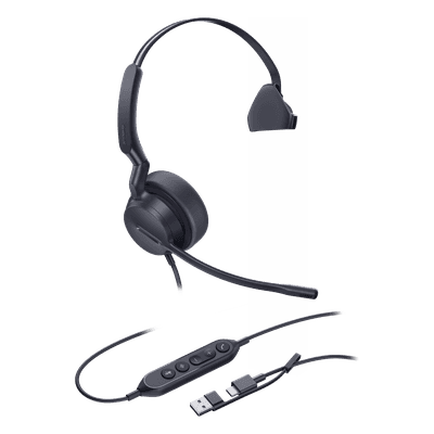 Auriculares Yealink UH42 Mono con cancelación de ruido por IA para Microsoft Teams, USB-C/A e indicador de ocupado