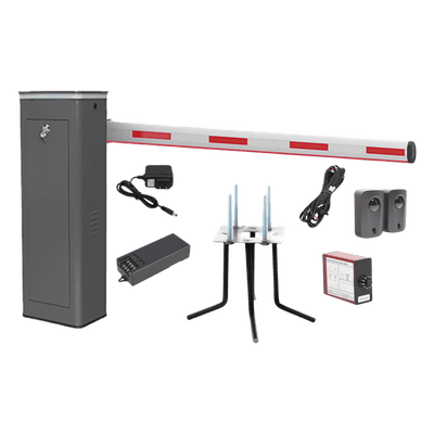 Kit Barrera Vehicular / Brazo Iluminado LED 3 m (9.8 ft) / Gabinete Gris / Operación Semi-Intensiva 150 Ciclos/Hora / Encoder 1.5 s / 110V
