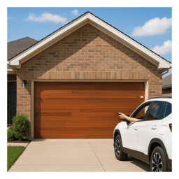 Puerta de Garage / Estilo Americano / Acabado Laminado PREMIUM / Madera Clara / 16x8 Pies (4.88x2.44 m)