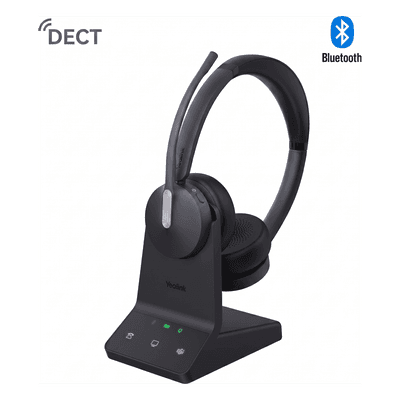 Diadema Inalámbrica Empresarial / DECT y Bluetooth 5.2 Simultáneo / Acoustic Shield 2.0 con 3 Micrófonos / 32 Horas de Conversación / Compatible UC