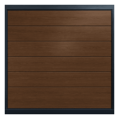 Puerta de Garaje Seccional / 12 x 8 pies (3.66 x 2.44 m) / Línea Central / Imitación Madera Oscura / Aislada / Estilo Americano / Calibre 26