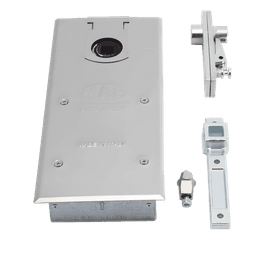 Bisagra de piso, / Cierrapuertas DC450 / Para Puertas de Doble Acción hasta 120 kg / Ángulo de Apertura 130° / Ajuste de Velocidad de Cierre y Latch