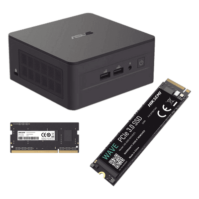 Kit / Mini PC NUC Barebone / Core i5 -1340P (13 Gen) / WiFi 6 y 2.5 GbE / Bluetooth / 16 GB RAM / 512 GB SSD / Sin S.O. / 4 Monitores / Incluye Fuente