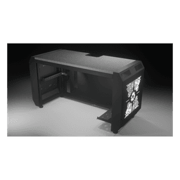 Consola Profesional para Monitoreo o Computo | Ranura para Base de Monitores | Microperforaciones | Luces LED Decorativas | Tomacorriente HTCM1U10C | Tapas Organizadoras de Cables | Niveladores | Rack para Montaje de Equipos | Ranura Pasaca