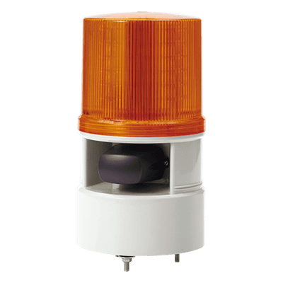 Baliza Indicadora Industrial / LED Ámbar / Sirena 105 dB / 5 Tonos / 4 Patrones / 12-24 VCD / IP Resistente a Vibraciones