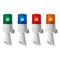 Luz de Señal Industrial / LED Ámbar / Fijo e Intermitente / Buzzer 95 dB / 110 VCA / IP54