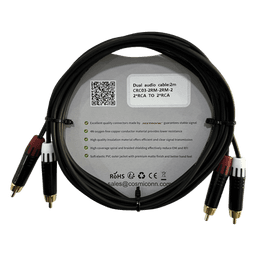 Cable 2 RCA x 2 RCA, conectores negros, con diferenciador de blanco y rojo (2x MT380-RD - 2x MT380-WH), length 2m