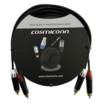 Cable 2 RCA x 2 RCA, conectores negros, con diferenciador de blanco y rojo (2x MT380-RD - 2x MT380-WH), length 3m