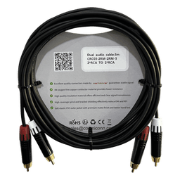 Cable 2 RCA x 2 RCA, conectores negros, con diferenciador de blanco y rojo (2x MT380-RD - 2x MT380-WH), length 3m