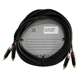 Cable 2 RCA x 2 RCA, conectores negros, con diferenciador de blanco y rojo (2x MT380-RD - 2x MT380-WH), length 5m