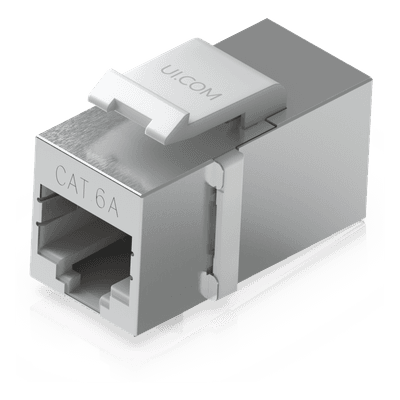 Keystone Coupler Cat6A Pass-Through para Cable Ethernet Preterminado, Instalación Snap-In en Patch Panel, Paquete con 12 Piezas