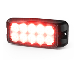 Luz LED de Advertencia / 10 LED de Alta Intensidad / Rojo/Azul / Montaje Superficial / 12-24 VDC / SAE Clase I / IP Resistente al Agua