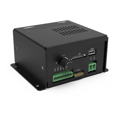 Amplificador de Voz Programable / 5 Mensajes Personalizables / Entrada XLR y Jack 6.3 mm / Salida Balanceada / Ganancia Ajustable / Indicadores LED