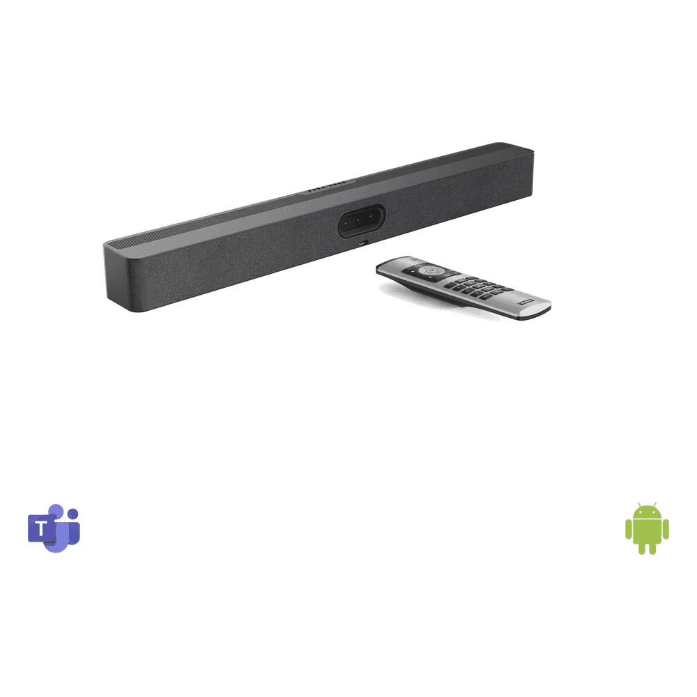Barra de Videoconferencia / Triple Cámara 50 MP / 16 Micrófonos MEMS 10 m (32.8 ft) / 4 Altavoces 5W 97 dBSPL / Android Integrado / Modo BYOD / Microsoft Teams / Zoom / RingCentral